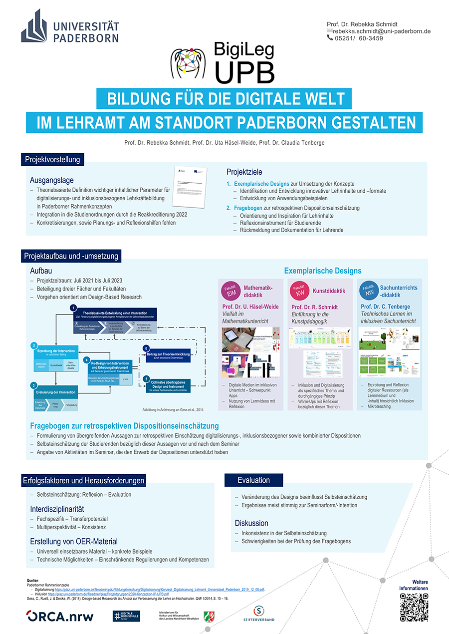 Poster ProjektBigiLeg UPB - Bildung für die digitale Welt im Lehramt am Standort Paderborn Gestalten